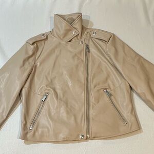 NWT Sam Edelman Faux Leather Moto Jacket Beige | Size Small